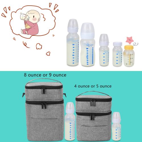  [아마존베스트]LUXJA Luxja Double-Layer Breastmilk Cooler Bag (Fits 4 Bottles, Up to 9 Ounce), Breastmilk Cooler for Breastmilk Bottles and Accessories (Bag Only), Gray