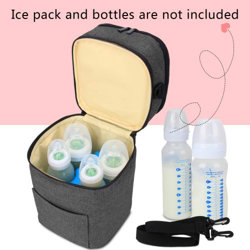  [아마존베스트]LUXJA Luxja Double-Layer Breastmilk Cooler Bag (Fits 4 Bottles, Up to 9 Ounce), Breastmilk Cooler for Breastmilk...