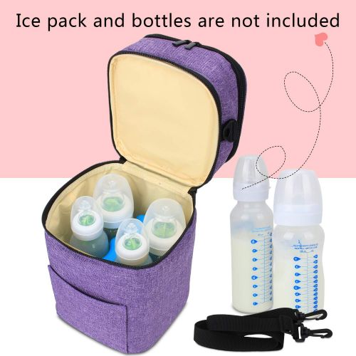  [아마존베스트]LUXJA Luxja Double-Layer Breastmilk Cooler Bag (Fits 4 Bottles, Up to 9 Ounce), Breastmilk Cooler for Breastmilk...