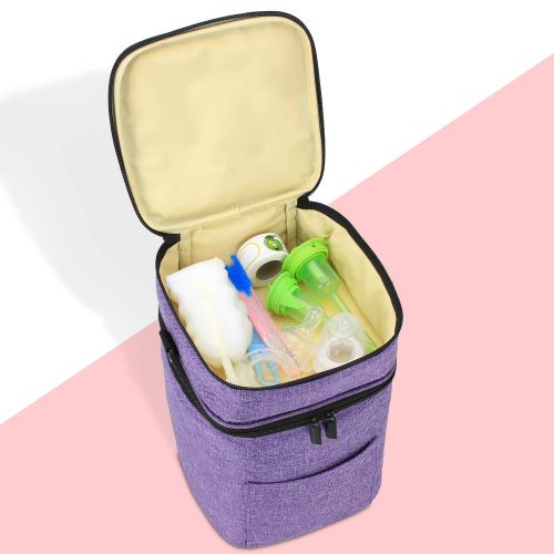  [아마존베스트]LUXJA Luxja Double-Layer Breastmilk Cooler Bag (Fits 4 Bottles, Up to 9 Ounce), Breastmilk Cooler for Breastmilk...