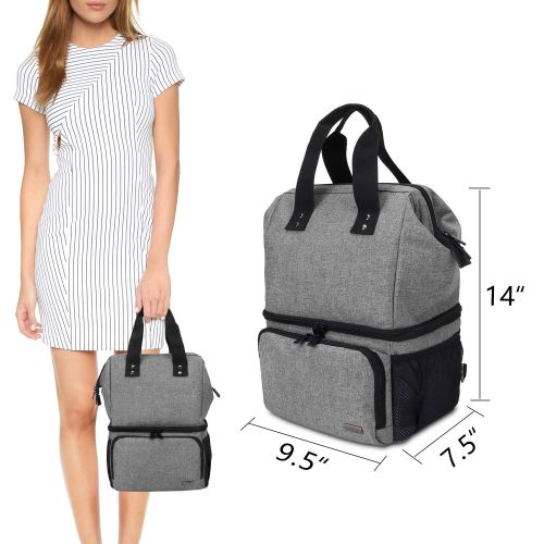  [아마존베스트]LUXJA Luxja Breast Pump Bag with 2 Compartments for Breast Pump and Cooler Bag, Breast Pumping Bag with 2 Options for Wearing (Fits Most Major Breast Pump), Gray