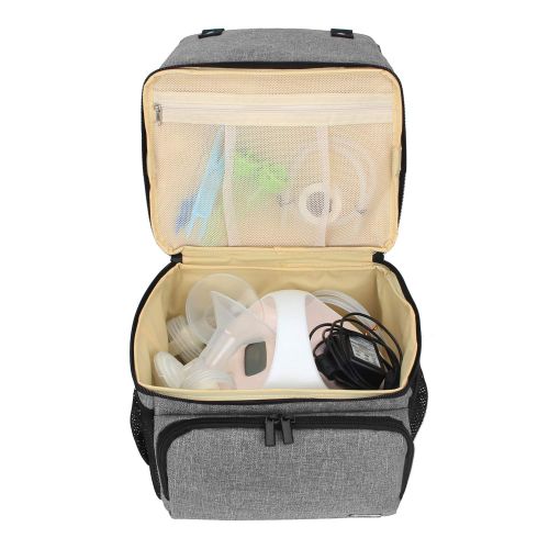  [아마존베스트]LUXJA Luxja Breast Pump Bag with 2 Compartments for Breast Pump and Cooler Bag, Breast Pumping Bag with 2 Options for Wearing (Fits Most Major Breast Pump), Gray