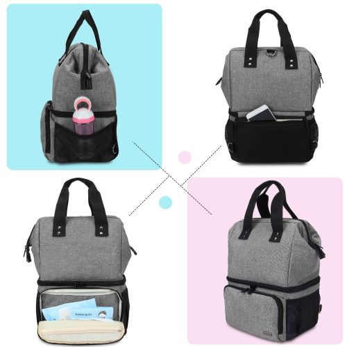  [아마존베스트]LUXJA Luxja Breast Pump Bag with 2 Compartments for Breast Pump and Cooler Bag, Breast Pumping Bag with 2 Options for Wearing (Fits Most Major Breast Pump), Gray