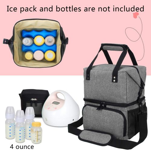  [아마존베스트]LUXJA Luxja Breast Pump Bag with 2 Compartments for Breast Pump and Cooler Bag, Leakproof Pumping Bag...