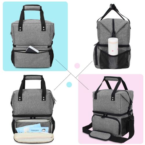  [아마존베스트]LUXJA Luxja Breast Pump Bag with 2 Compartments for Breast Pump and Cooler Bag, Leakproof Pumping Bag...