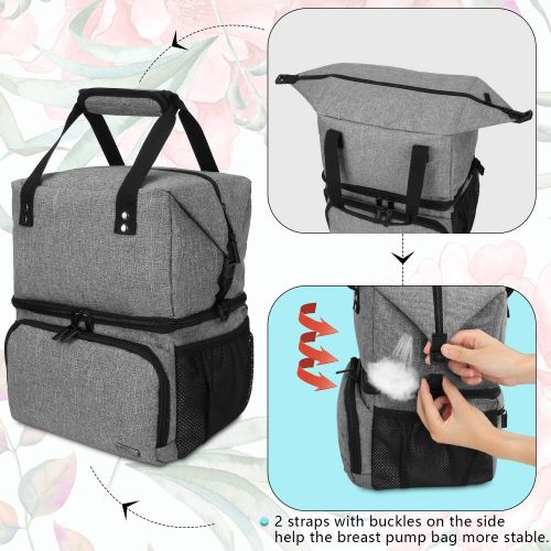  [아마존베스트]LUXJA Luxja Breast Pump Bag with 2 Compartments for Breast Pump and Cooler Bag, Leakproof Pumping Bag...