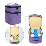 [아마존베스트]LUXJA Luxja Breastmilk Cooler Bag (Fits 4 Bottles, Up to 5 Ounce), Double-Layer Cooler Bag for Breast Milk and Bottle Set (Bag Only), Purple