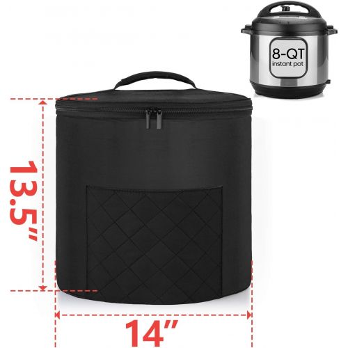  Luxja Dust Cover for 8 Quart Instant Pot (Enclosed on the Bottom), Zipper Closure Cover for 8 Quart Instant Pot (with Accessories Pockets, Patent Pending), Black (Large)