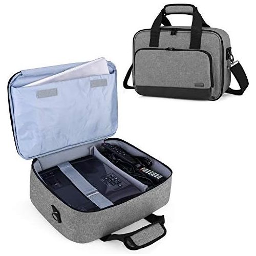  Luxja Projector Case, Projector Bag with Protective Laptop Sleeve, Projector Carrying Case with Accessories Pockets, Large(16 x 11.5 x 5.75 Inches), Gray