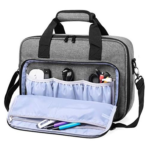  Luxja Projector Case, Projector Bag with Protective Laptop Sleeve, Projector Carrying Case with Accessories Pockets, Large(16 x 11.5 x 5.75 Inches), Gray