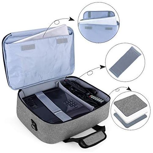  Luxja Projector Case, Projector Bag with Protective Laptop Sleeve, Projector Carrying Case with Accessories Pockets, Large(16 x 11.5 x 5.75 Inches), Gray