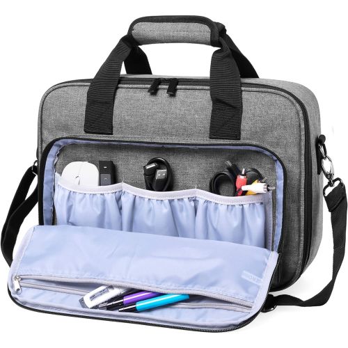  Luxja Projector Case, Projector Bag with Protective Laptop Sleeve, Projector Carrying Case with Accessories Pockets, Large(16 x 11.5 x 5.75 Inches), Gray