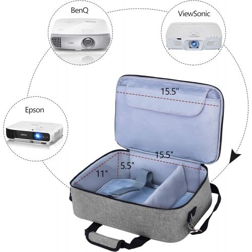  Luxja Projector Case, Projector Bag with Protective Laptop Sleeve, Projector Carrying Case with Accessories Pockets, Large(16 x 11.5 x 5.75 Inches), Gray