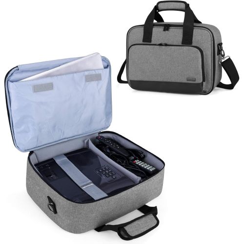  Luxja Projector Case, Projector Bag with Protective Laptop Sleeve, Projector Carrying Case with Accessories Pockets, Large(16 x 11.5 x 5.75 Inches), Gray