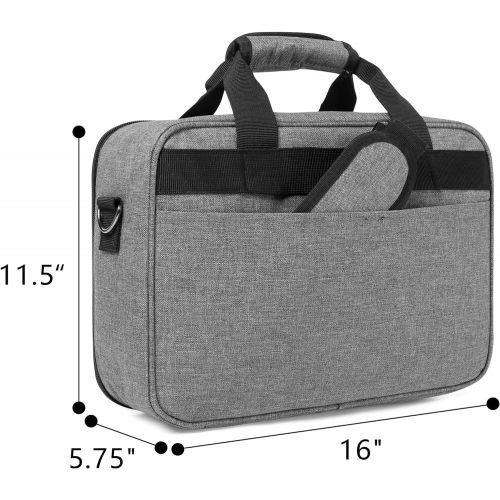  Luxja Projector Case, Projector Bag with Protective Laptop Sleeve, Projector Carrying Case with Accessories Pockets, Large(16 x 11.5 x 5.75 Inches), Gray