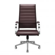 LUXMOD Dark Brown High Back Office Chair with Armrest, Adjustable Swivel Chair in Durable Vegan Leather, Ergonomic Desk Chair for Extra Dark Brown & Lumbar Support  Dark Brown, Ja