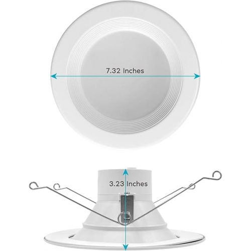  LUXRITE 5/6 Inch LED Recessed Retrofit Downlight, 14W=90W, CCT Color Selectable 2700K | 3000K | 3500K | 4000K | 5000K, Dimmable Can Light, 1100 Lumens, Wet Rated, Energy Star, Baffle Trim (4 Pack)