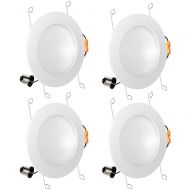 LUXRITE 4-Pack Luxrite 6 Inch Indirect LED Recessed Light, 15W (100W Equivalent), 2700K Warm White, 1030 Lumens, Damp Rated, Dimmable LED Downlight, 150° Beam Angle, ETL Listed, CRI 90, E2