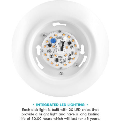  LUXRITE Luxrite 4 Inch LED Disk Light Dimmable, 10W, 5000K Bright White, 600 Lumens, Surface Mount LED Ceiling Light, Energy Star, Wet Rated, ETL Listed, Low Profile Flush Mount Light Fixt