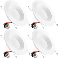 LUXRITE Luxrite 5/6 Inch LED Recessed Lights Dimmable, 15W, 2700K (Warm White), 1050 Lumens, Retrofit LED Downlight 120W Equivalent, DOB, Energy Star, ETL Listed, IC & Damp Rated (4 Pack)