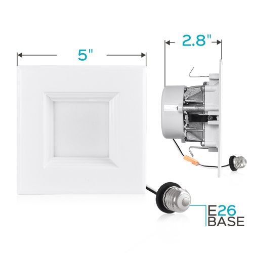  LUXRITE Luxrite 4 Inch Square LED Recessed Light, 10W (60W Equivalent), 4000K Cool White, 670LM, Dimmable, Retrofit LED Can Light, Energy Star & UL, Damp Rated - Perfect for Kitchen and Ba