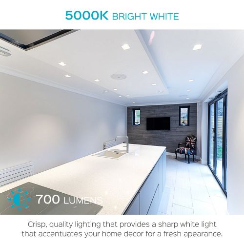  LUXRITE Luxrite 4 Inch Square LED Recessed Light, 10W (60W Equivalent), 4000K Cool White, 670LM, Dimmable, Retrofit LED Can Light, Energy Star & UL, Damp Rated - Perfect for Kitchen and Ba