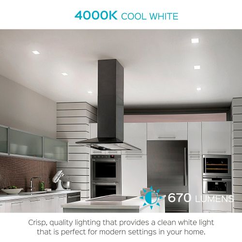  LUXRITE Luxrite 4 Inch Square LED Recessed Light, 10W (60W Equivalent), 4000K Cool White, 670LM, Dimmable, Retrofit LED Can Light, Energy Star & UL, Damp Rated - Perfect for Kitchen and Ba