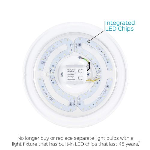  LUXRITE Luxrite 15 Inch LED Flush Mount Ceiling Light, 22W, 1600 Lumens, 3000K Soft White Dimmable, Modern Ceiling Light Fixture, Energy Star & UL Listed, Damp Location Rated