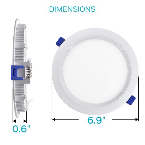  LUXRITE Luxrite 6 Inch Ultra Thin LED Recessed Light with Junction Box, 12W, 2700K Warm White Dimmable, 850 Lumens, Slim Recessed Ceiling Light, IC Rated Airtight, Energy Star & ETL Listed