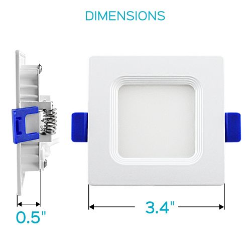  LUXRITE Luxrite 3 Inch Square Ultra Thin LED Recessed Light with Junction Box, 7W, 3000K Soft White Dimmable, 450 Lumens, Slim Recessed Ceiling Light, IC Rated Airtight, Damp Rated & ETL L