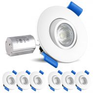 LUXRITE Luxrite 2 Inch Gimbal LED Recessed Light with Junction Box, 5W, 5000K Bright White, 400 Lumens, Dimmable Downlight, Energy Star & IC Rated, Damp Location - Adjustable Recessed Ligh