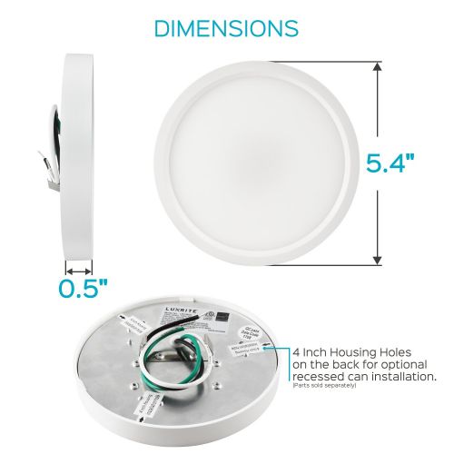  LUXRITE Luxrite 5 Inch LED Flush Mount Ceiling Light, 10W, Black Finish, 5000K (Bright White), 600 Lumens, Dimmable, Surface Mount LED Ceiling Light, Wet Rated, Energy Star - Perfect for K