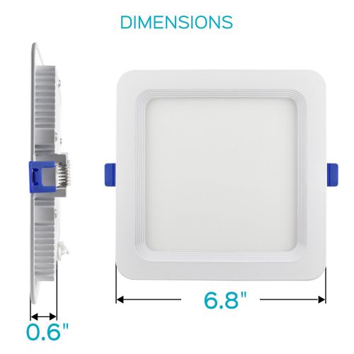  LUXRITE Luxrite 6 Inch Square Ultra Thin LED Recessed Light with Junction Box, 12W, 5000K Bright White Dimmable, 850 Lumens, Slim Recessed Ceiling Light, IC Rated Airtight, ETL Listed (4-P