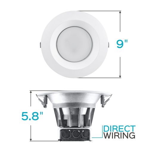  LUXRITE Luxrite 8 Inch Junction Box LED Downlight, 25W (150W Equivalent), 4000K Cool White, Energy Star, 2100 Lumens, Wet Rated, Recessed Ceiling Light, 120-277V, No Can Needed, ETL Listed