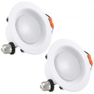 LUXRITE 2-Pack Luxrite 4 Inch LED Recessed Ceiling Light, 10W (60W Equivalent), 5000K Bright White, 800 Lumens, Baffle Trim, Dimmable, ENERGY STAR, Damp Rated, Recessed Downlight, UL Liste