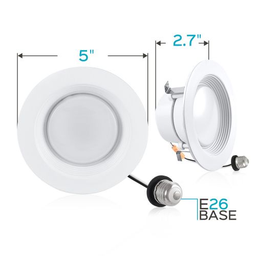  LUXRITE 2-Pack Luxrite 4 Inch LED Recessed Ceiling Light, 10W (60W Equivalent), 5000K Bright White, 800 Lumens, Baffle Trim, Dimmable, ENERGY STAR, Damp Rated, Recessed Downlight, UL Liste