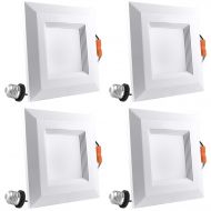 LUXRITE Luxrite 5/6 Inch Square LED Recessed Light, 15W (120W Equivalent), 3000K Soft White, 1100lm, Dimmable, Retrofit LED Can Light, Energy Star & UL, Damp Rated, Perfect for Home Lighti