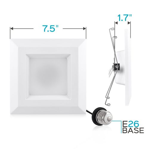  LUXRITE Luxrite 5/6 Inch Square LED Recessed Light, 15W (120W Equivalent), 3000K Soft White, 1100lm, Dimmable, Retrofit LED Can Light, Energy Star & UL, Damp Rated, Perfect for Home Lighti