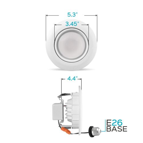  LUXRITE Luxrite 4 Inch Gimbal LED Recessed Light, 10W, 3000K Soft White Dimmable, Directional Ceiling Light, 720lm, Energy Star & ETL Listed, CRI 90, Damp Location - LED Eyeball Recessed L