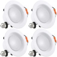 LUXRITE Luxrite 4 Inch LED Recessed Light, 10W (60W Equivalent), 5000K Bright White, 800 Lumen, Dimmable, Retrofit LED Can Light, Energy Star & UL, Damp Rated - Perfect for Kitchen, Bathro