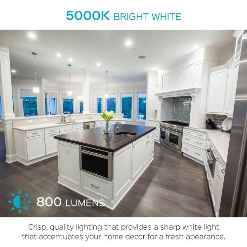  LUXRITE Luxrite 4 Inch LED Recessed Light, 10W (60W Equivalent), 5000K Bright White, 800 Lumen, Dimmable, Retrofit LED Can Light, Energy Star & UL, Damp Rated - Perfect for Kitchen, Bathro