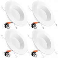 LUXRITE Luxrite 5/6 Inch LED Recessed Lights Dimmable, 15W, 5000K (Bright White), 1250 Lumens, Retrofit LED Downlight 120W Equivalent, DOB, Energy Star, ETL Listed, IC & Damp Rated (4 Pack