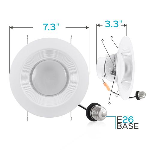  LUXRITE 2-Pack Luxrite 5/6 Inch LED Recessed Ceiling Light, 15W (120W Equivalent), 5000K Bright White, 1300 Lumens, Baffle Trim, Dimmable, Energy Star, Damp Rated, Recessed Downlight, UL L