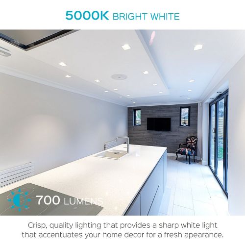  LUXRITE Luxrite 4 Inch Square LED Recessed Light, 10W (60W Equivalent), 5000K Bright White, 700LM, Dimmable, Retrofit LED Can Light, Energy Star & UL, Damp Rated - Perfect for Kitchen and
