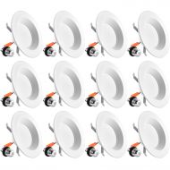 LUXRITE Luxrite 4 Inch Dimmable LED Recessed Lights, 10W, 3500K Natural White, 700 Lumens, Retrofit LED Can Lights 60W Equivalent, IC Rated, Energy Star, DOB, ETL & Damp Rated (12 Pack)