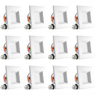 LUXRITE Luxrite 4 Inch Square LED Recessed Light, 10W (60W Equivalent), 3000K Soft White, 650LM, Dimmable, Retrofit LED Can Light, Energy Star & UL, Damp Rated - Perfect for Kitchen and Ba
