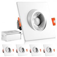 LUXRITE Luxrite 3 Inch Gimbal LED Square Recessed Light with Junction Box, 8W, 3000K Soft White, 600 Lumens, Dimmable Downlight, Energy Star & IC Rated, Damp Location - Adjustable Recessed