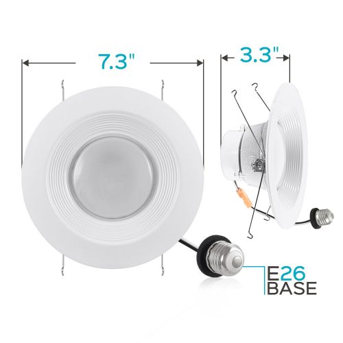  LUXRITE Luxrite 5/6 Inch LED Recessed Light, 15W (120W Equivalent), 5000K Bright White, 1300lm, Dimmable, Retrofit LED Can Light, Energy Star & UL, Damp Rated - Perfect for Kitchen, Bathro