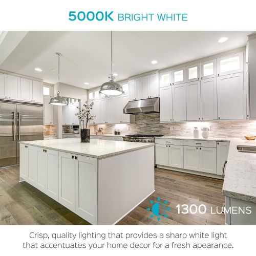  LUXRITE Luxrite 5/6 Inch LED Recessed Light, 15W (120W Equivalent), 5000K Bright White, 1300lm, Dimmable, Retrofit LED Can Light, Energy Star & UL, Damp Rated - Perfect for Kitchen, Bathro