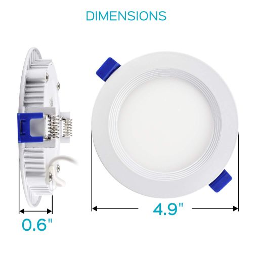  LUXRITE Luxrite 4 Inch Ultra Thin LED Recessed Light with Junction Box, 10W, 5000K Bright White Dimmable, 650 Lumens, Slim Recessed Ceiling Light, IC Rated Airtight, Energy Star & ETL List